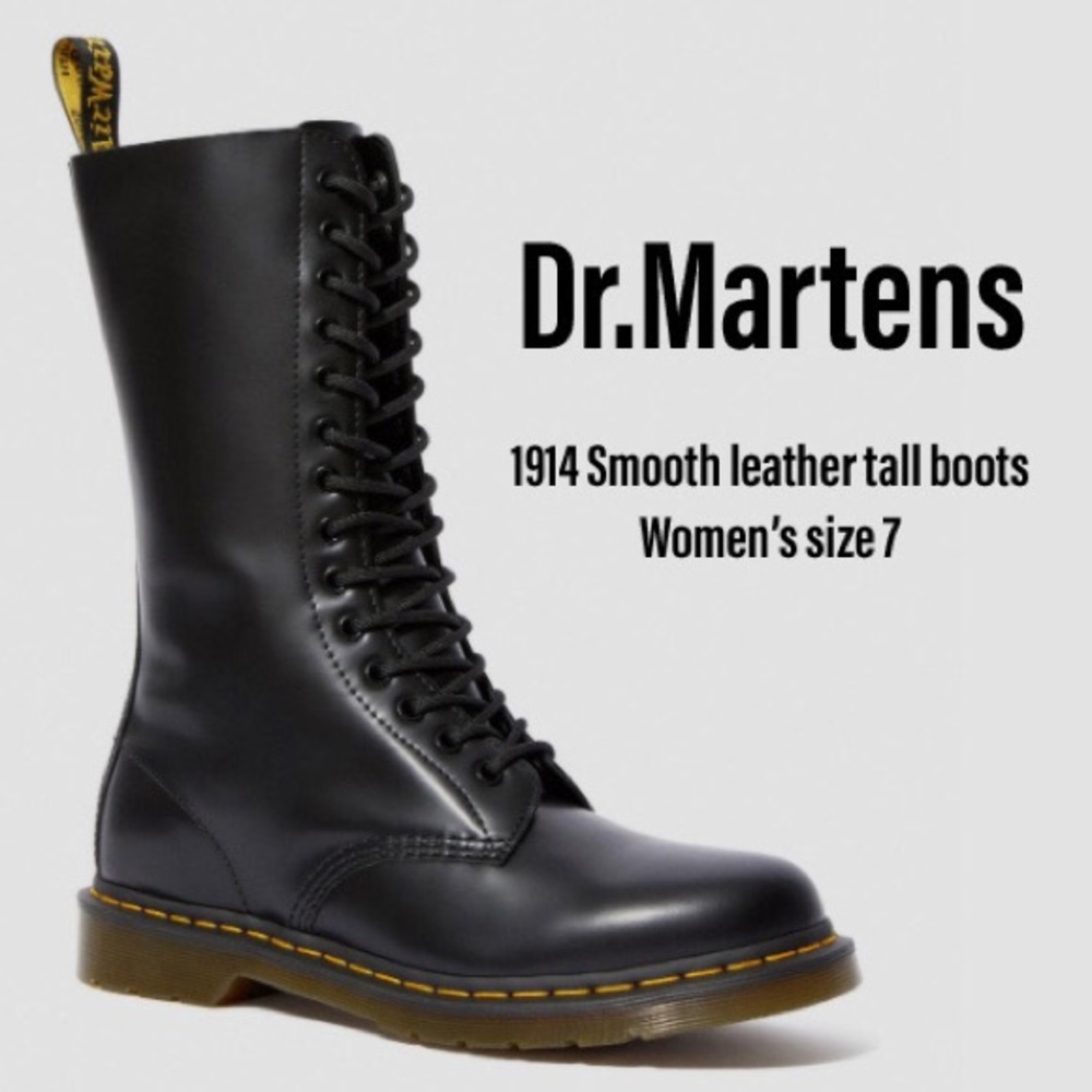 Dr. Martens 1914 Tall Leather Boots - Smooth Black
